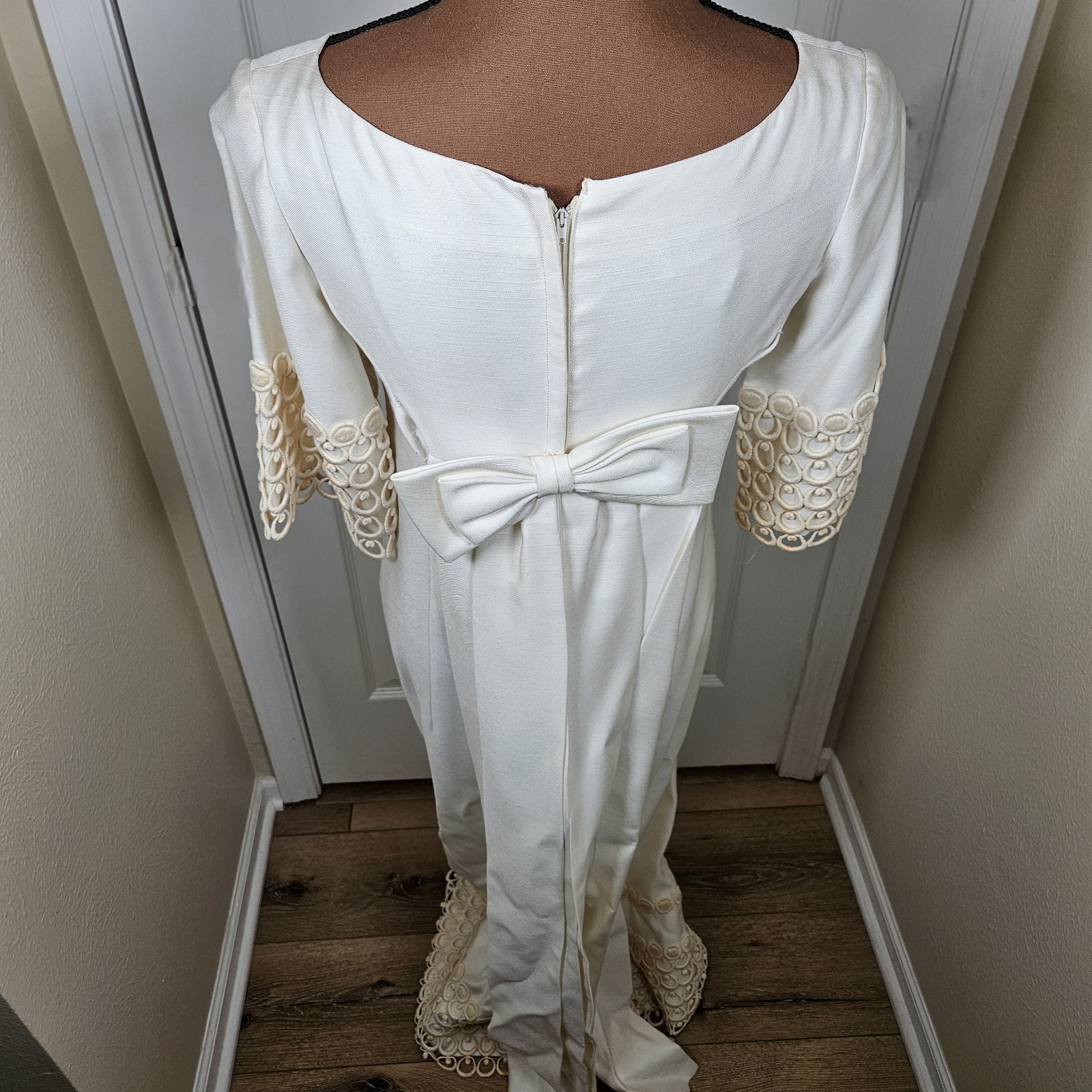 Vintage 1940s Emma Domb Maxi Dress Sz 9 Ivory Cottage Victorian Wedding Fairy