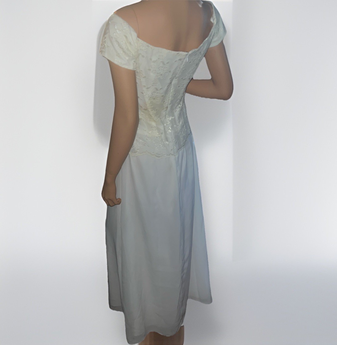 CHADWICK’S Ivory Lace Off Shoulder Wedding Formal Dress Sz 14