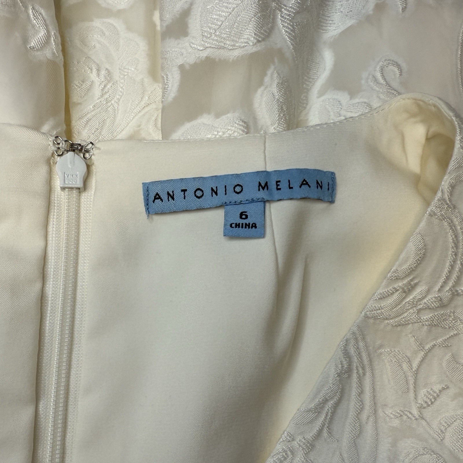 Tiered Ruffle Midi Dress Size 6 Wedding Shower Antonio Melani Ivory Jacquard NWT