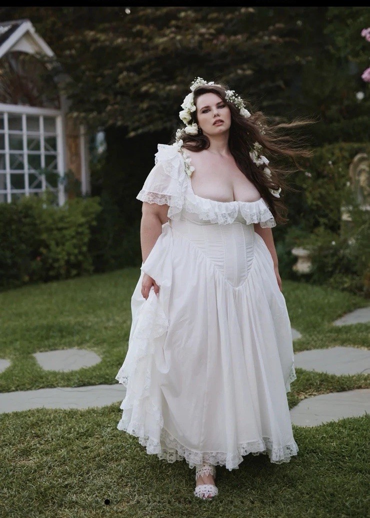 Vintage Midi Wedding Dress Square Neck Ruffle Short Sleeve Boho Lace Bridal Gown