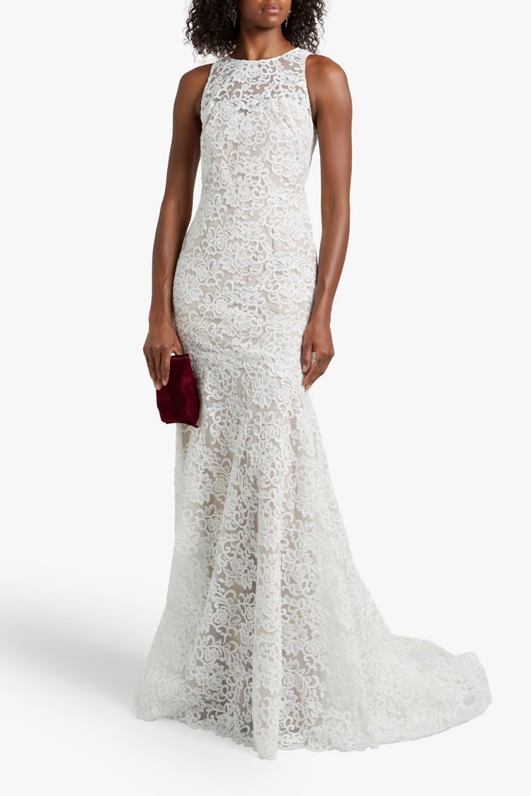 NWT Theia Button-embellished tulle and corded lace bridal gown Size 0
