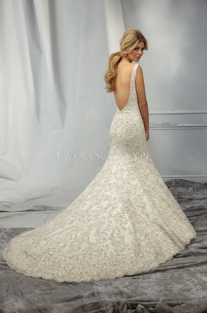 Angelina Faccenda Mori Lee Bridal Mermaid Low Back Silk Wedding Dress 1304 Ivory