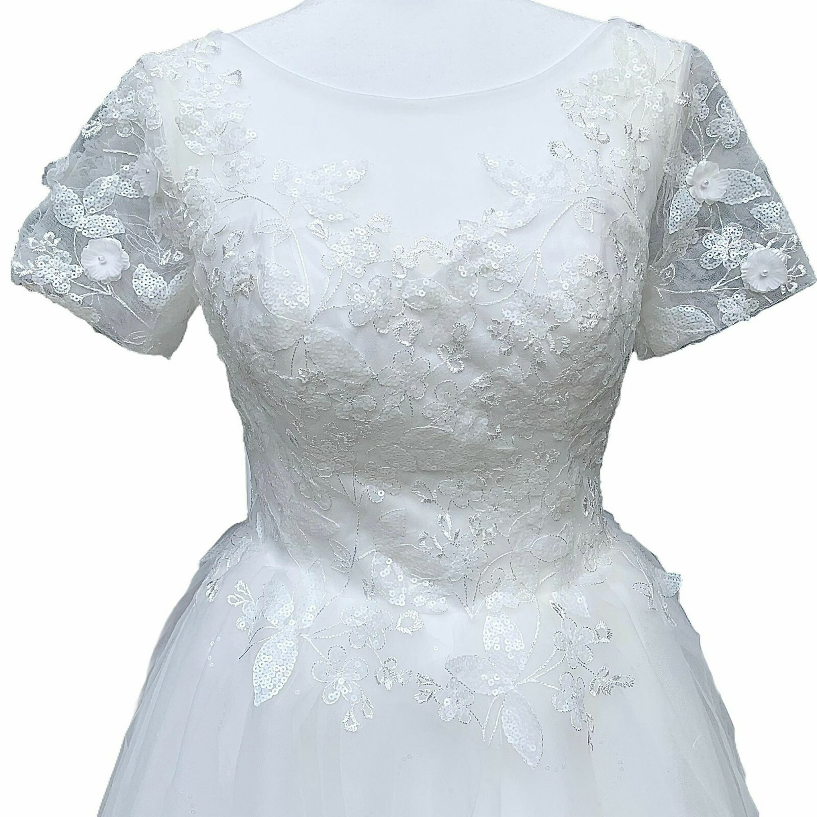 Handmade Lace Applique Tulle A-Line Wedding Dress Size 2