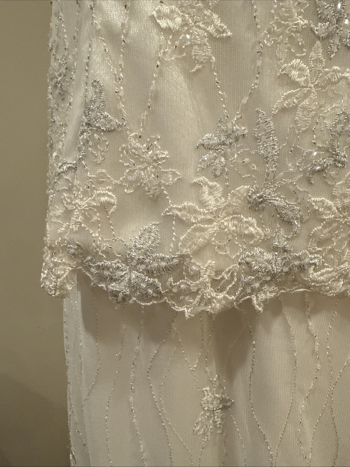 Vintage Montague By Mon Cheri Off White 2 Pc Lace Embellished Wedding Gown 16Wp