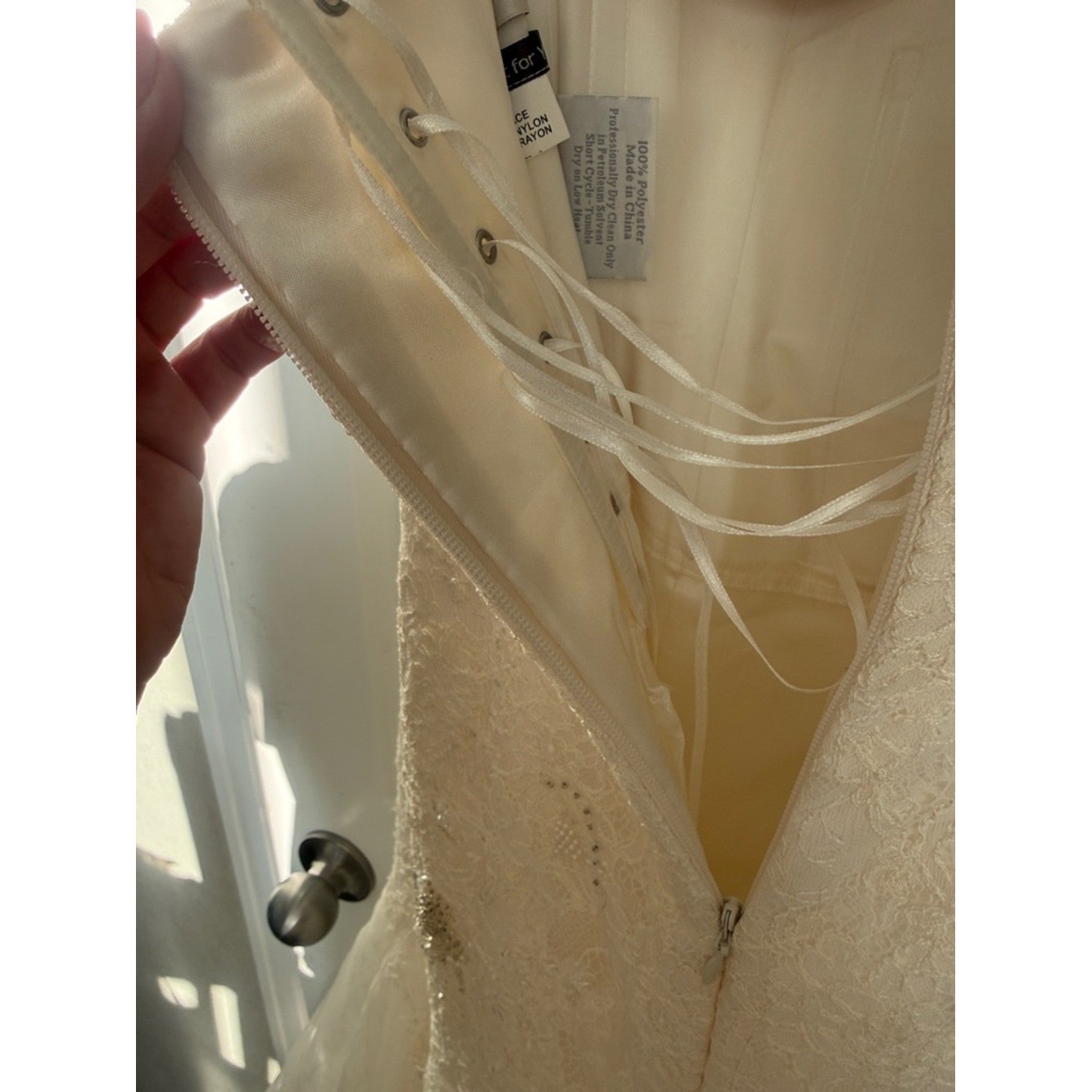 Augusta Jones Lace Appliqué Wedding Dress Strapless Mermaid Gown Ivory