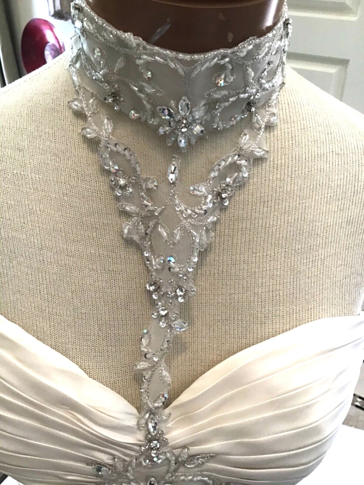 DEMETRIOS NEW Choker High Neck Wedding dress bridal gown Fit & Flare Ivory 10