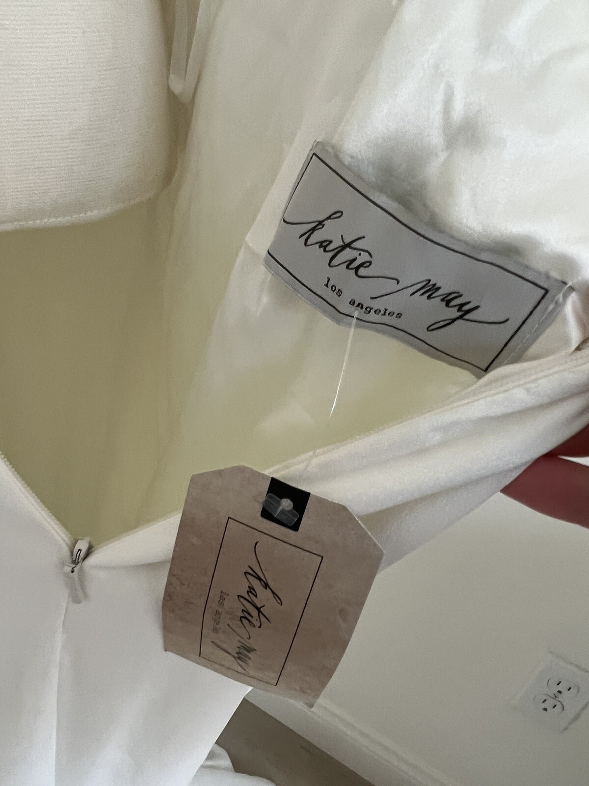 Katie May Mykonos Twist Front Crepe de Chine Mermaid Gown, Ivory Size V NWT