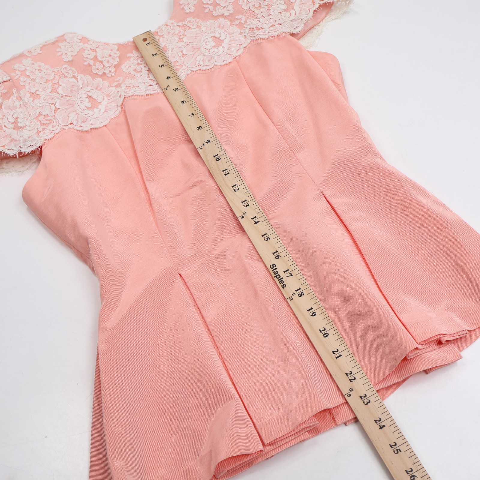 Vintage Two Piece Watters & Watters Women 10 Peach Jacket Skirt Suit