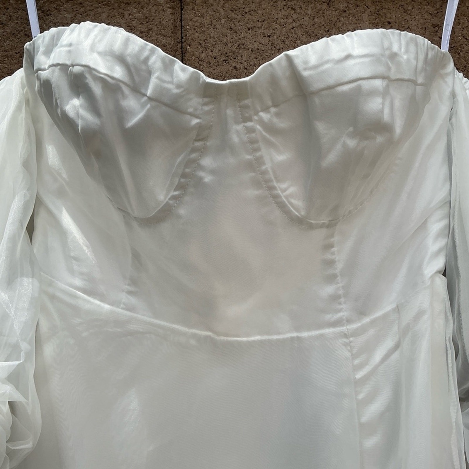 NWT Lulu’s True Excellence Bustier Off-The-Shoulder Maxi Wedding Dress Small