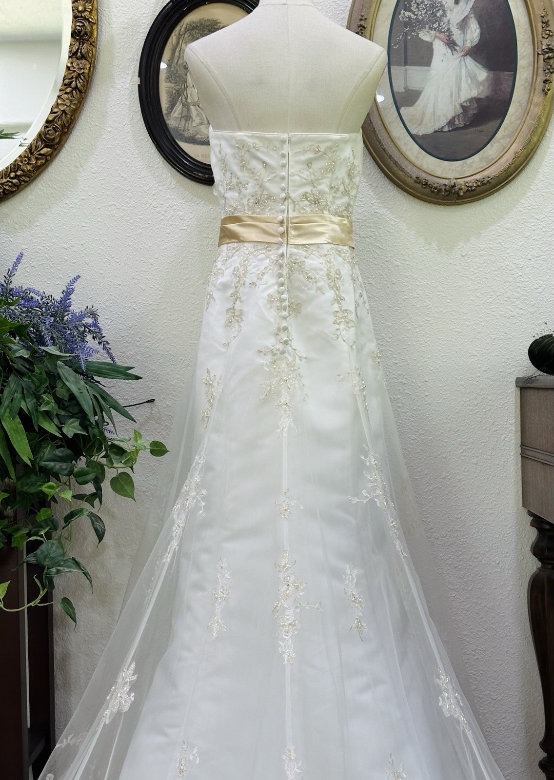 Vintage Alfred Angelo Wedding Dress | Champagne Embellished Lace Bridal Gown