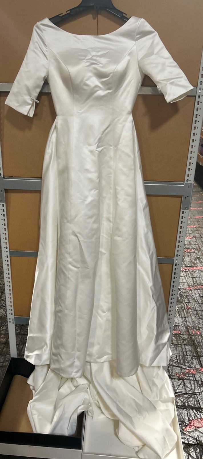 Dear White Houndstooth Train Custom-Made French-Style Off-Shoulder Wedding Dress