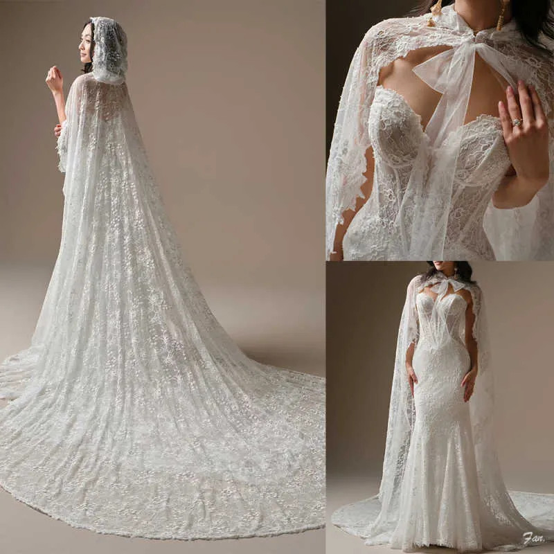 Exquisite Mermaid Wedding Dresses Sleeveless Shawl Lace Appliques Bridal Gowns
