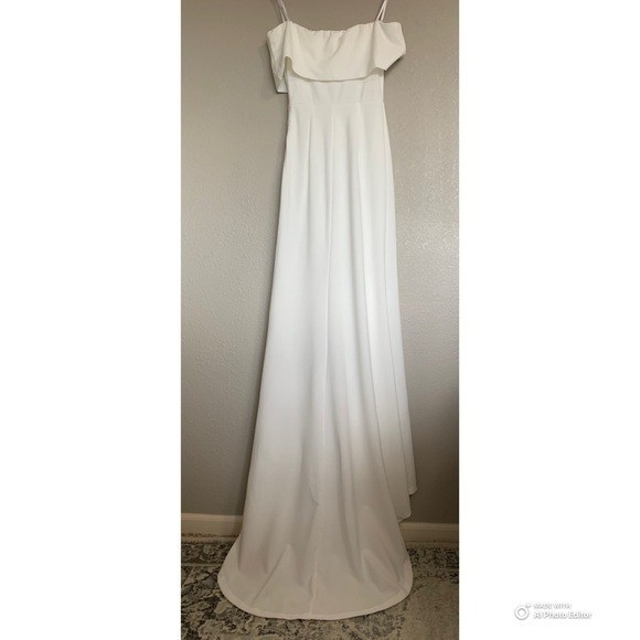 Lulus Small Exceptional Romance White Off-The-Shoulder Mermaid Wedding Dress NWT