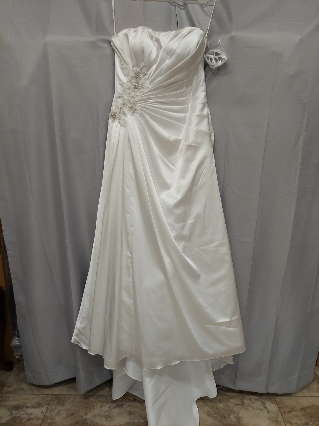 Private Collection White Pleated Front Beaded Adjustable Lacedown Back Option…