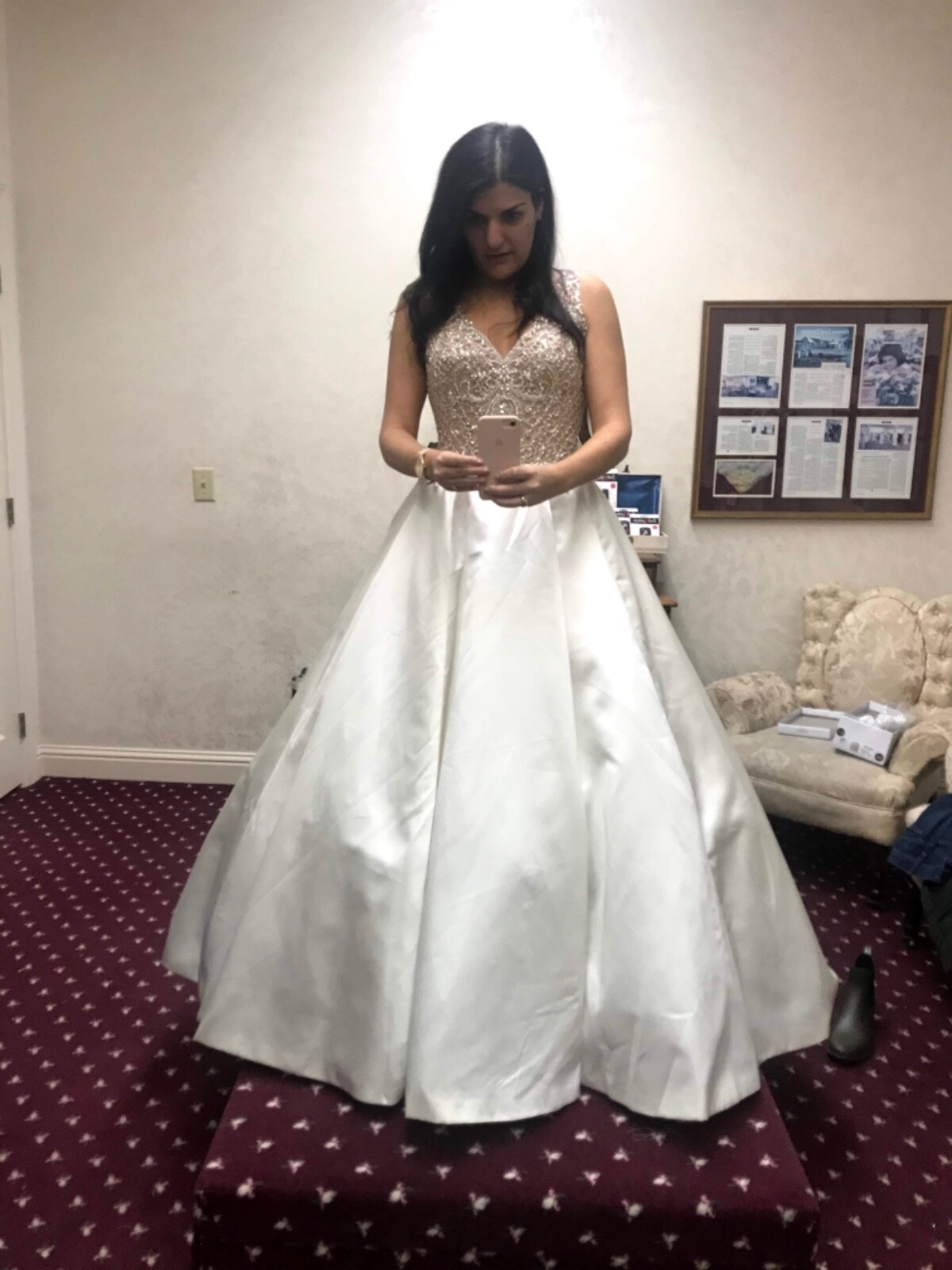 maggie sottero sophronia wedding dress size 8 never worn beaded bodice, satin 