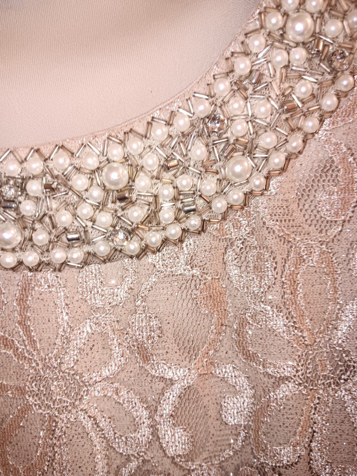 Mother-in-law’s Wedding Dress Champagne Beaded Collar Jacket 12p Sparkly
