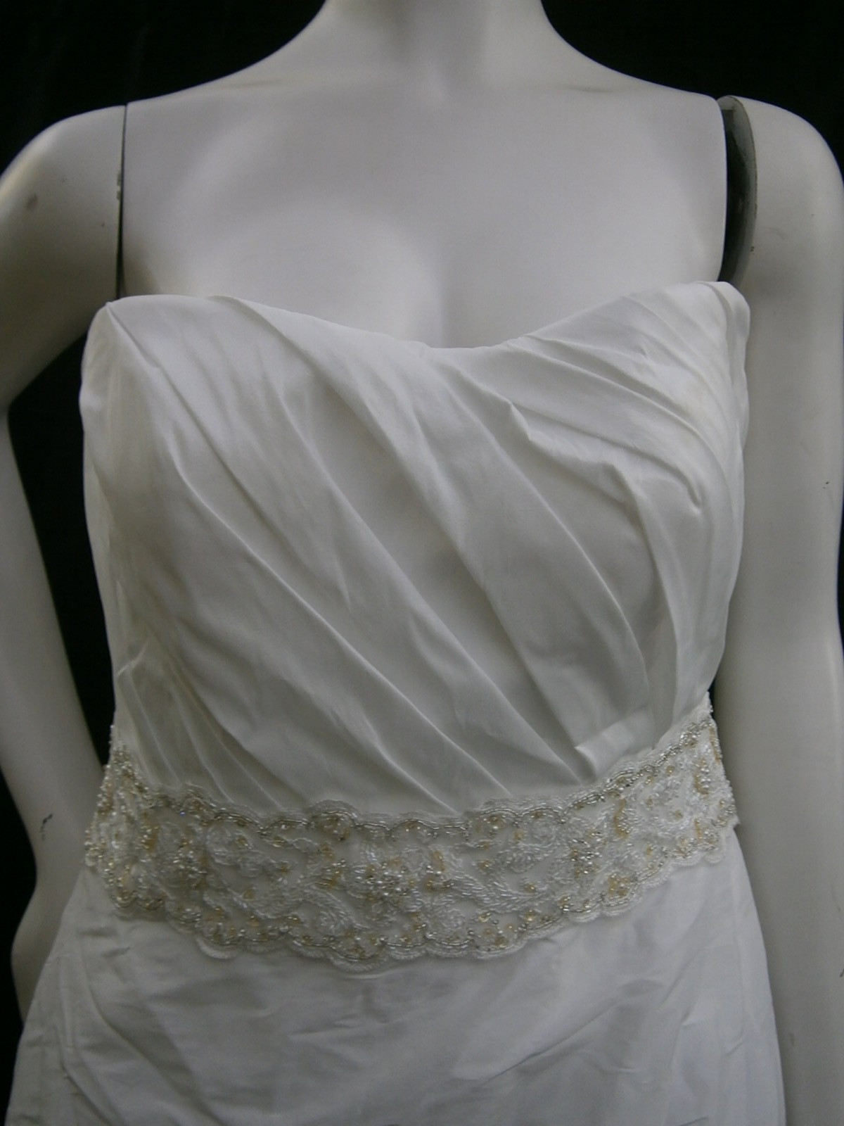 Casablanca Sample Wedding Dress Gown 14-16 Ivory Satin Taffeta Beaded Elegant