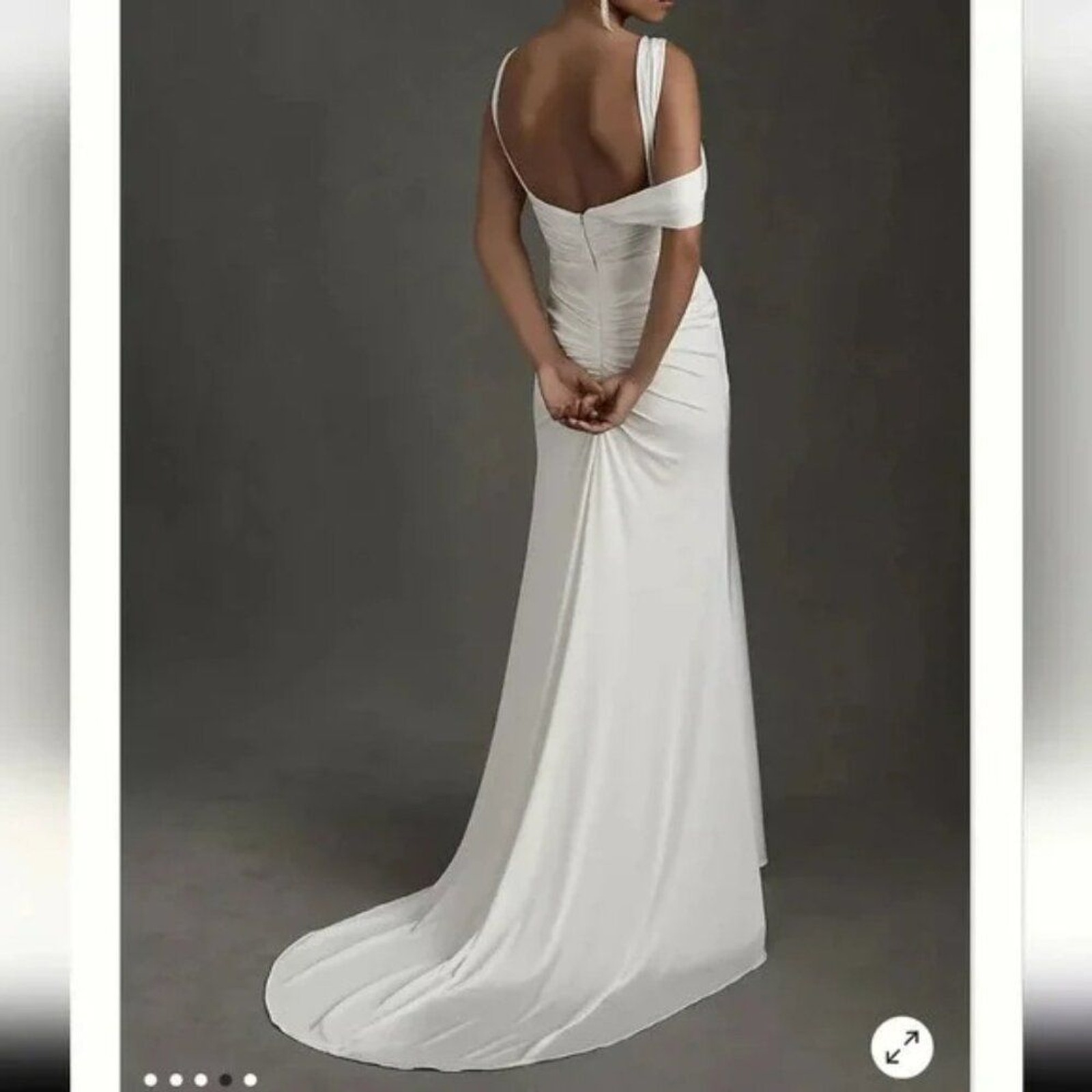 BHLDN Rish Cleo Wedding Gown Elegant Formal Dress White Ivory Ruching 8 NWOT
