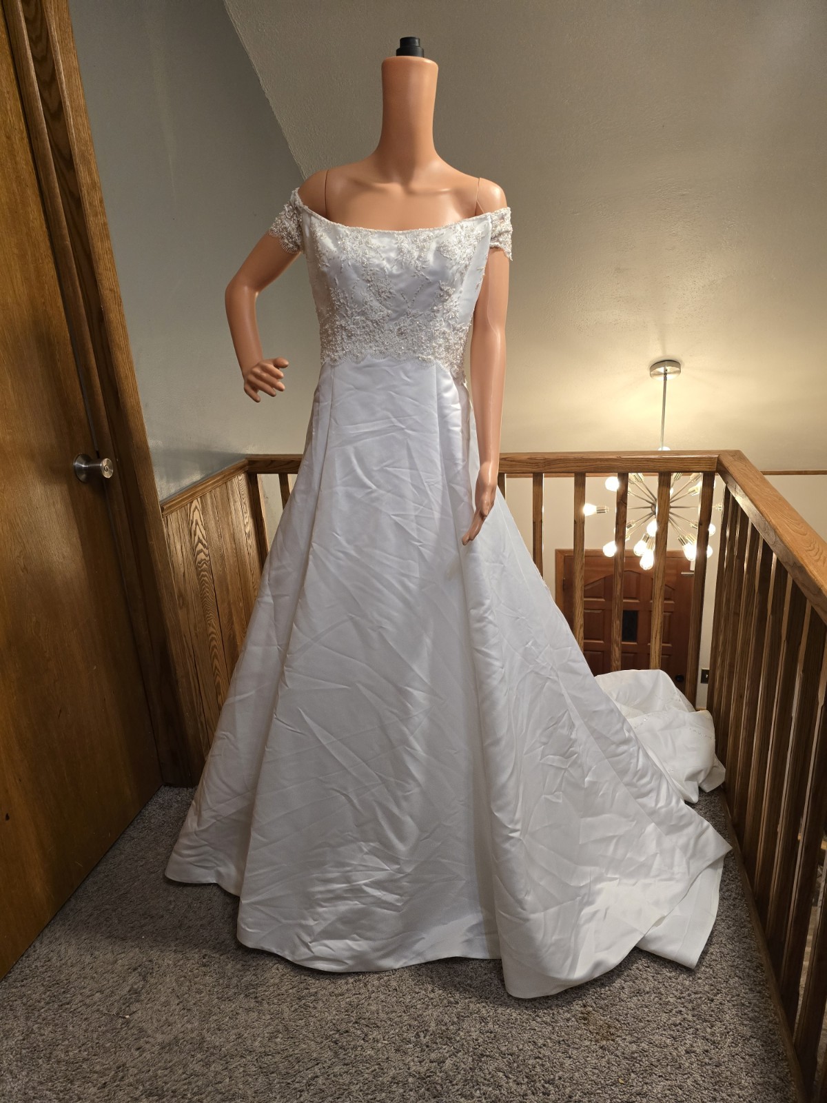 White Off-Shoulder Wedding Gown