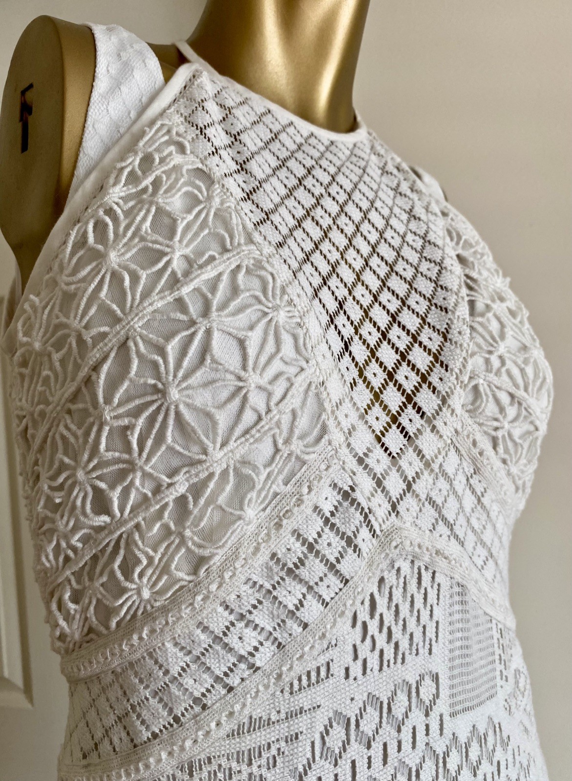 NWT French Connection Rene Lace Boho Beach Bridal Wedding Dress Crochet Size 2