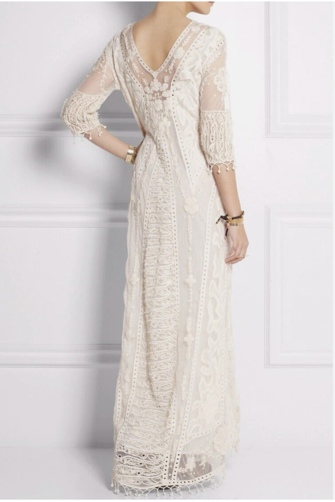 Top Shop Kate Moss Lace Crochet IVORY Maxi Wedding Dress | Size 10