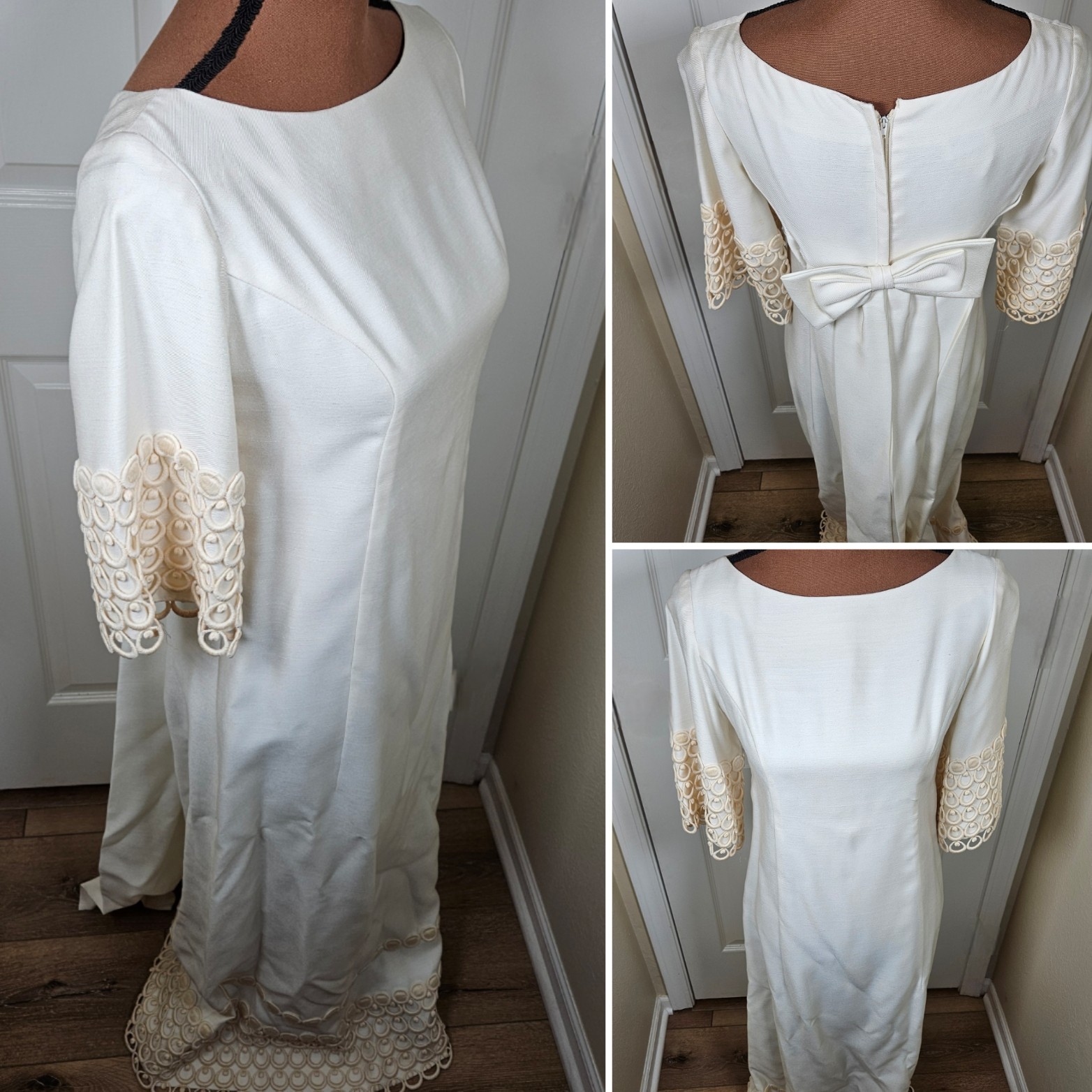 Vintage 1940s Emma Domb Maxi Dress Sz 9 Ivory Cottage Victorian Wedding Fairy