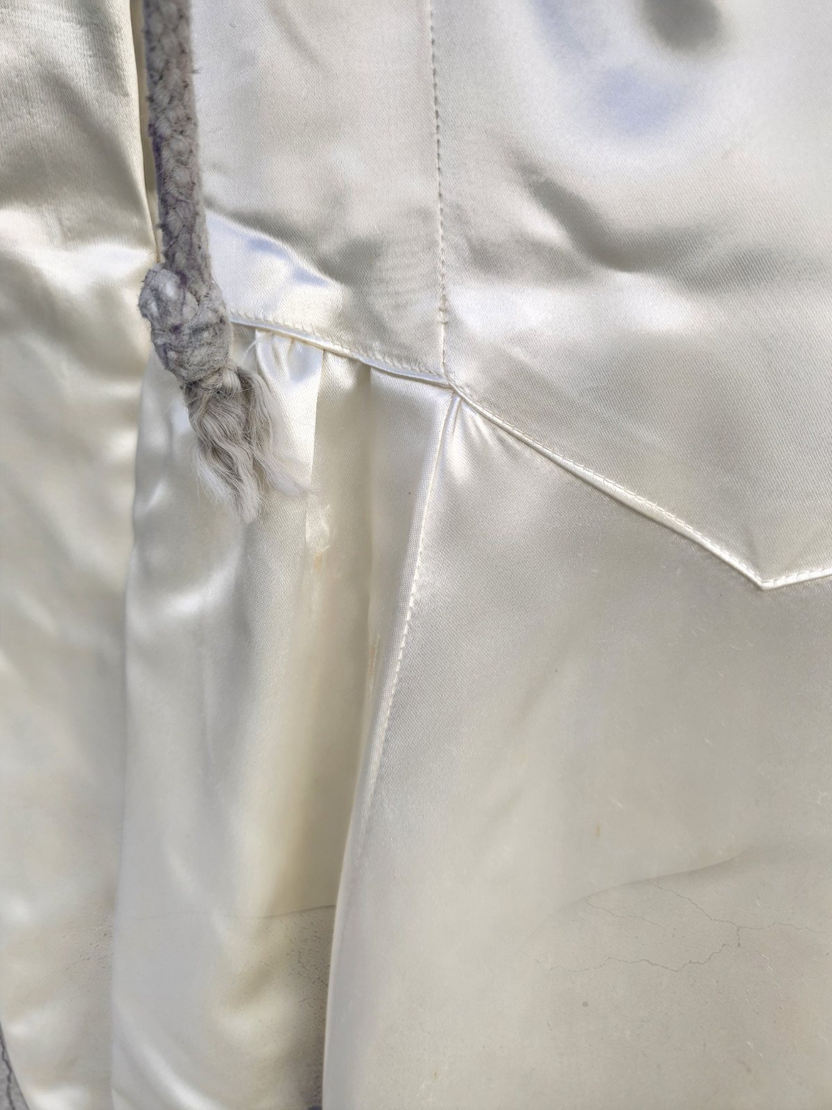 Vintage 1940s Professional Stored Satin Wedding Dress with Train, Unbranded