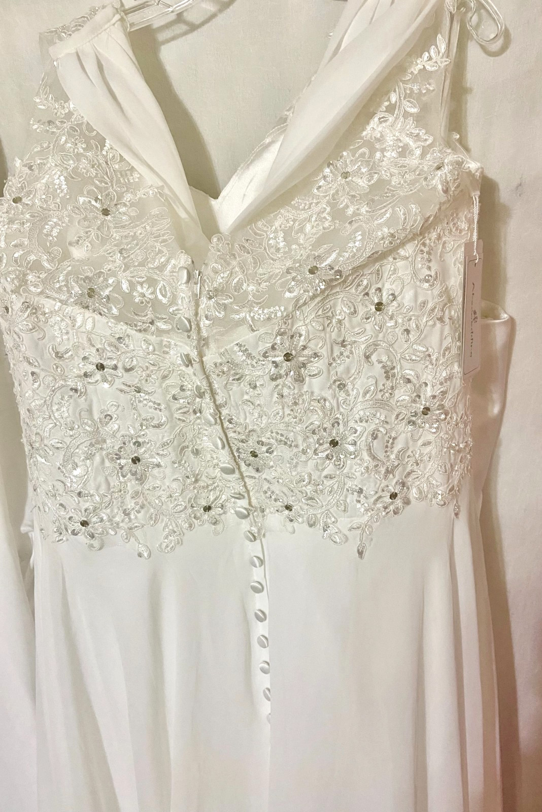 NWT-Abao Wedding Gown Beaded Lace Applique Bodice-SwtHeart-SWht- 18Plus