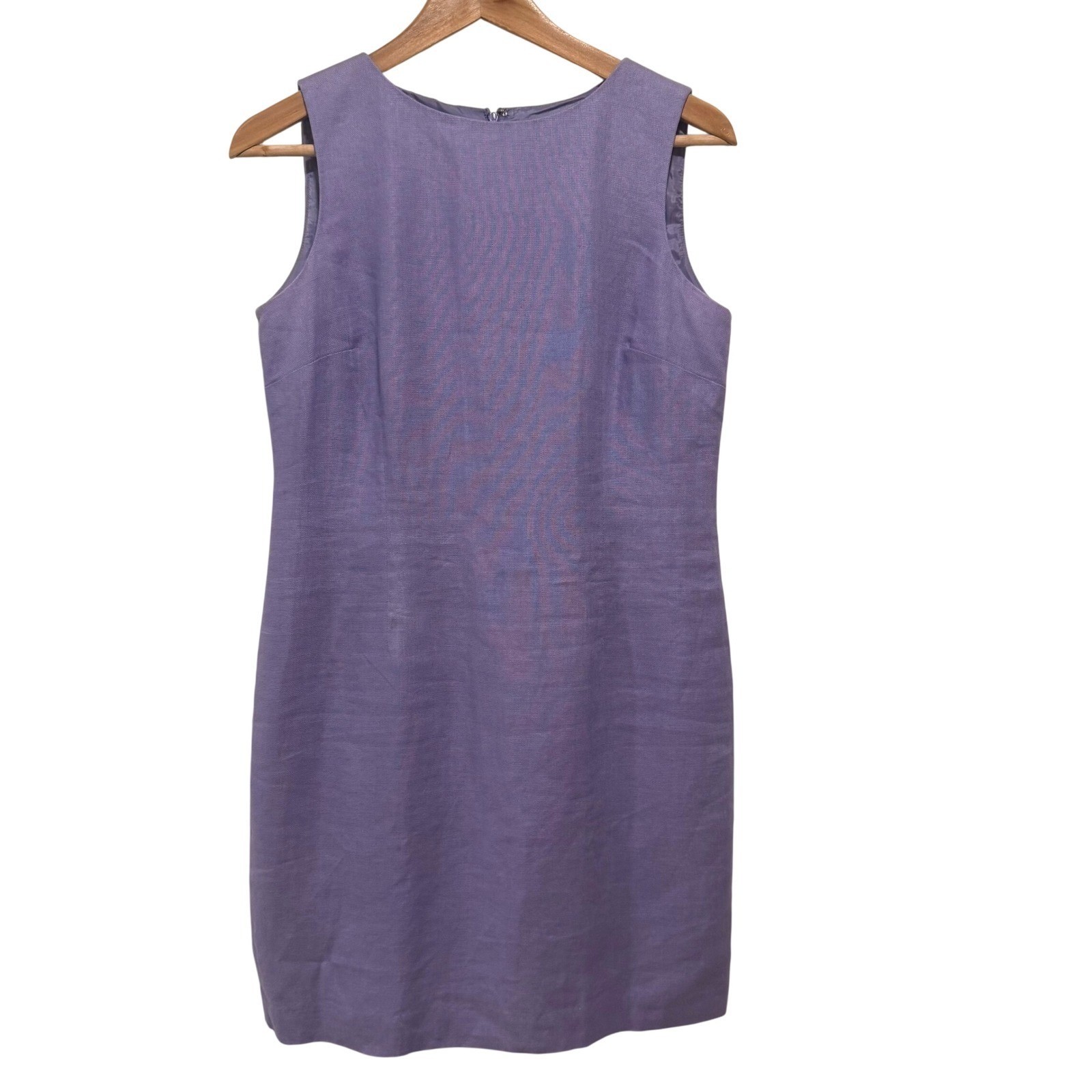 Talbots Irish Linen Sheath Dress Orchid Purple Sleeveless 8P Resort Wedding FLAW