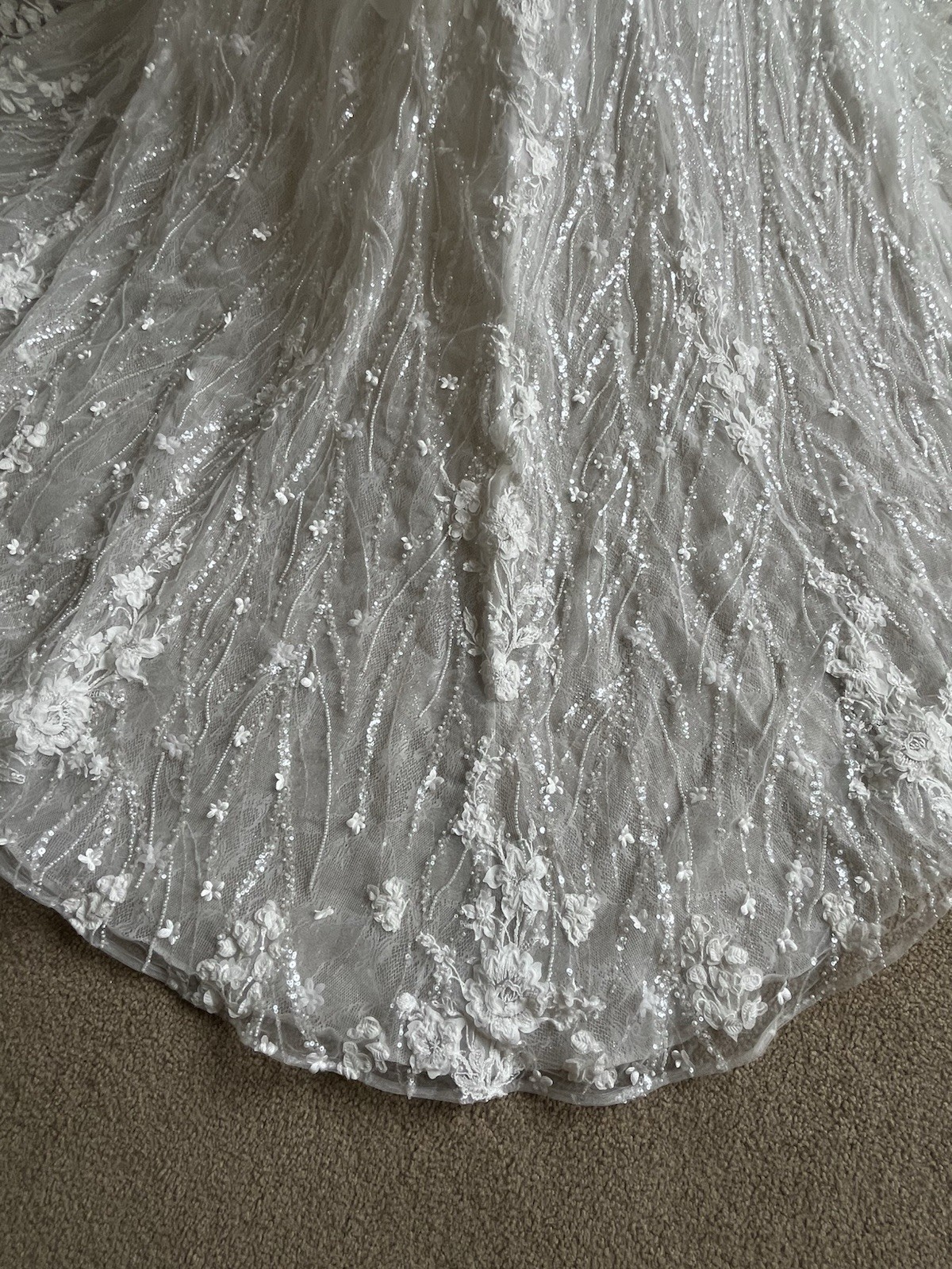 Martina Liana Ivory & Champagne Beaded Lace Wedding Dress Size 12