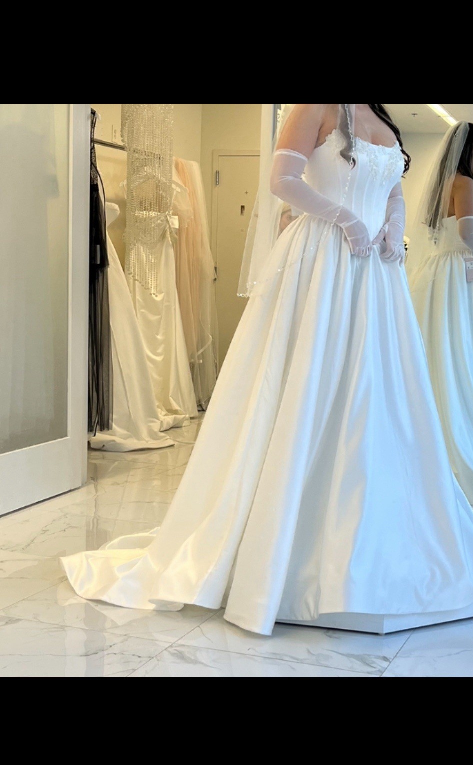 Wedding Gala Dress White Satin Strapless Bridal Gown Size 10 New with Tags