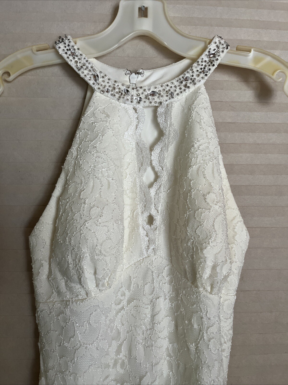 Davids Bridal DB Studio Tea Length Wedding Dress Ivory Size 4 Lace & Jewels