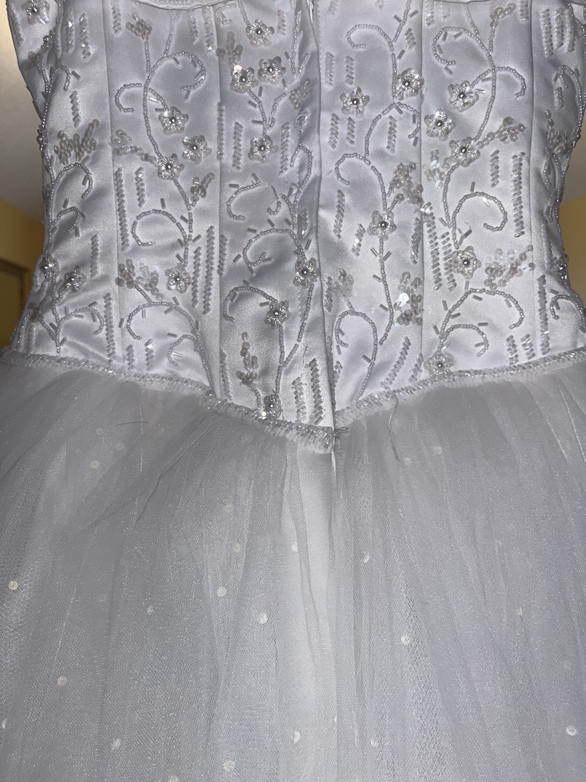 Michelangelo Wedding Dress Beaded and Sequin Straps Tulle Beaded Bodice Size 2
