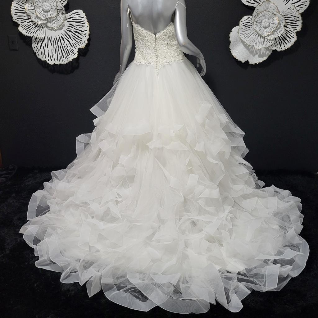 NWT~$2250~MORILEE~6/8~IVORY EMBELLISHED STRAPLESS FIT & FLARE WEDDING DRESS