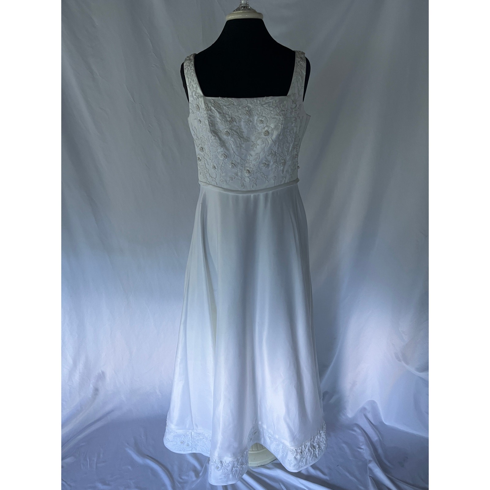 Vintage 90s Morilee Satin A-Line Wedding Dress vntg Size 12 w/ Detachable Train