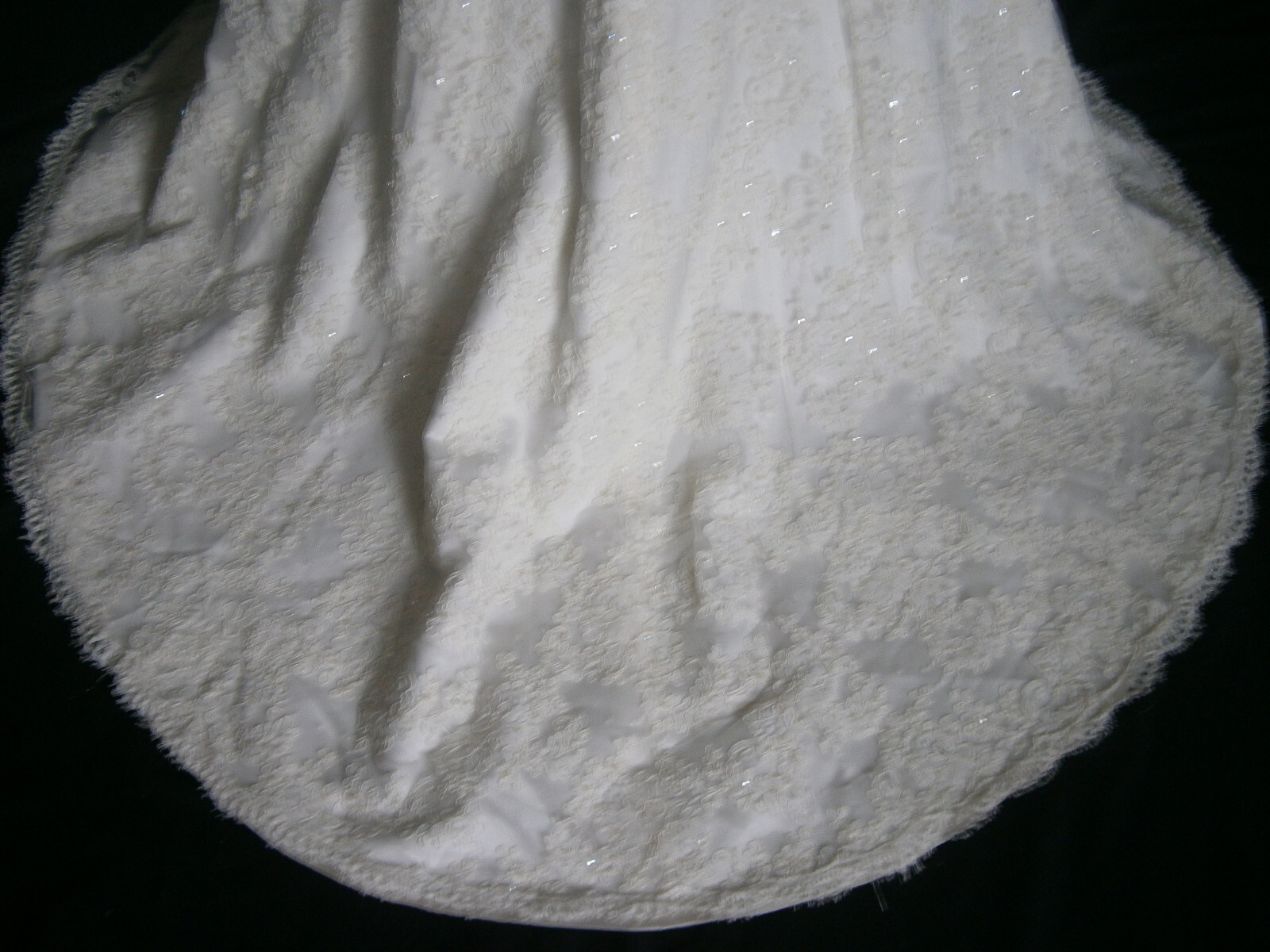 Alfred Sung Wedding Dress 8 Ivory Lace Halter Champagne Ruched Belting Ballgown