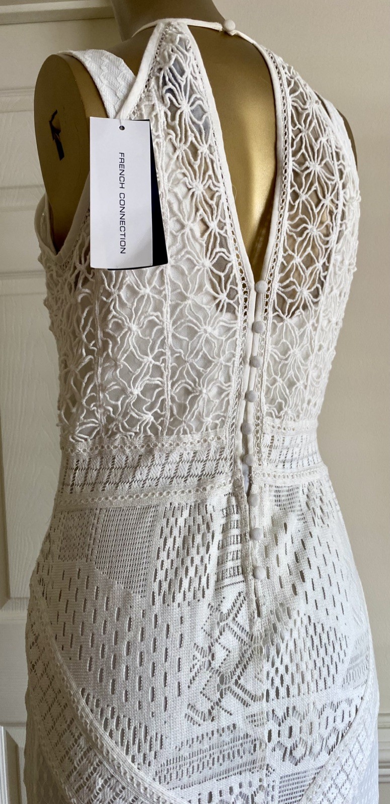 NWT French Connection Rene Lace Boho Beach Bridal Wedding Dress Crochet Size 2