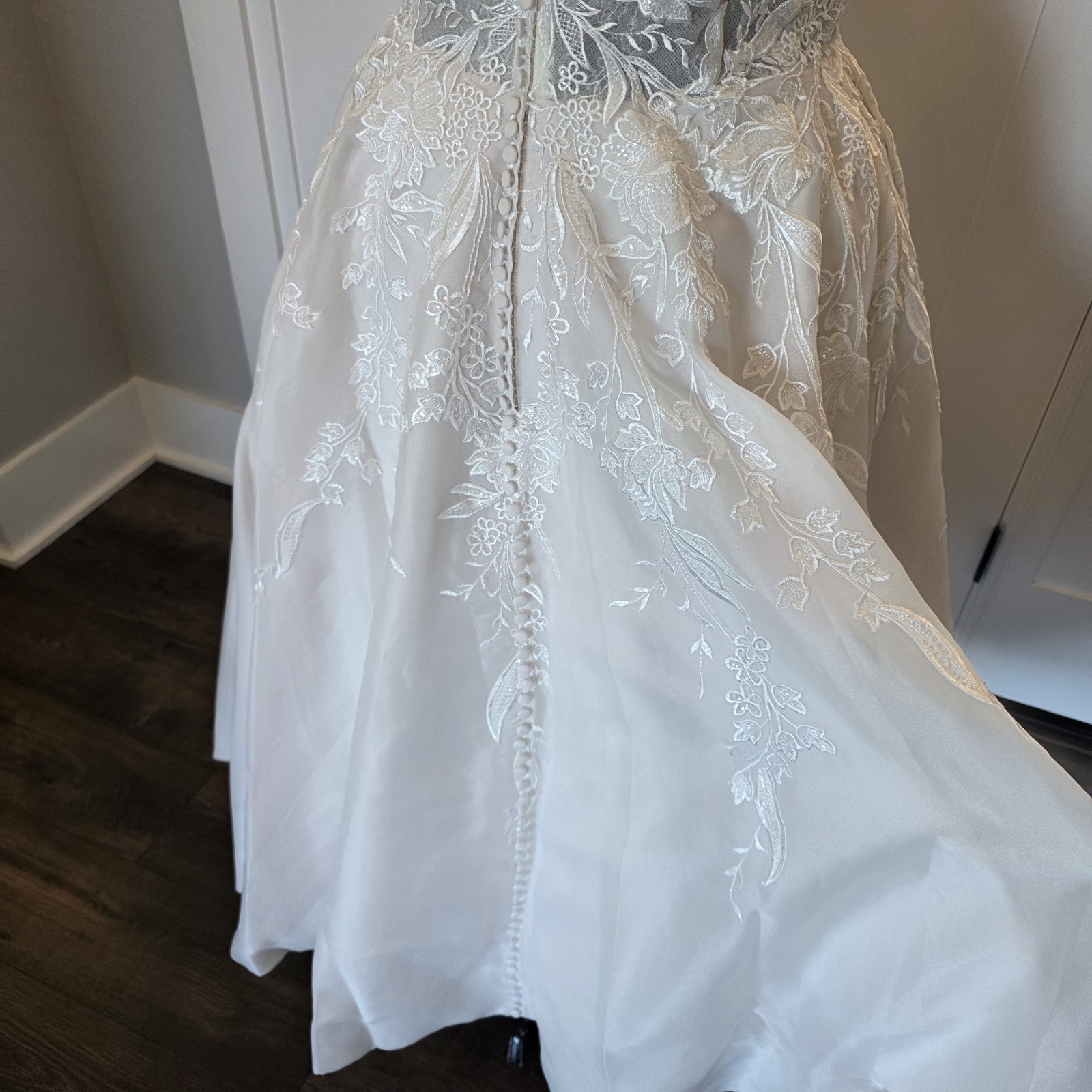 Justin Alexander Sample Tea Length Wedding Dress D1000PS Strapless Sz 22
