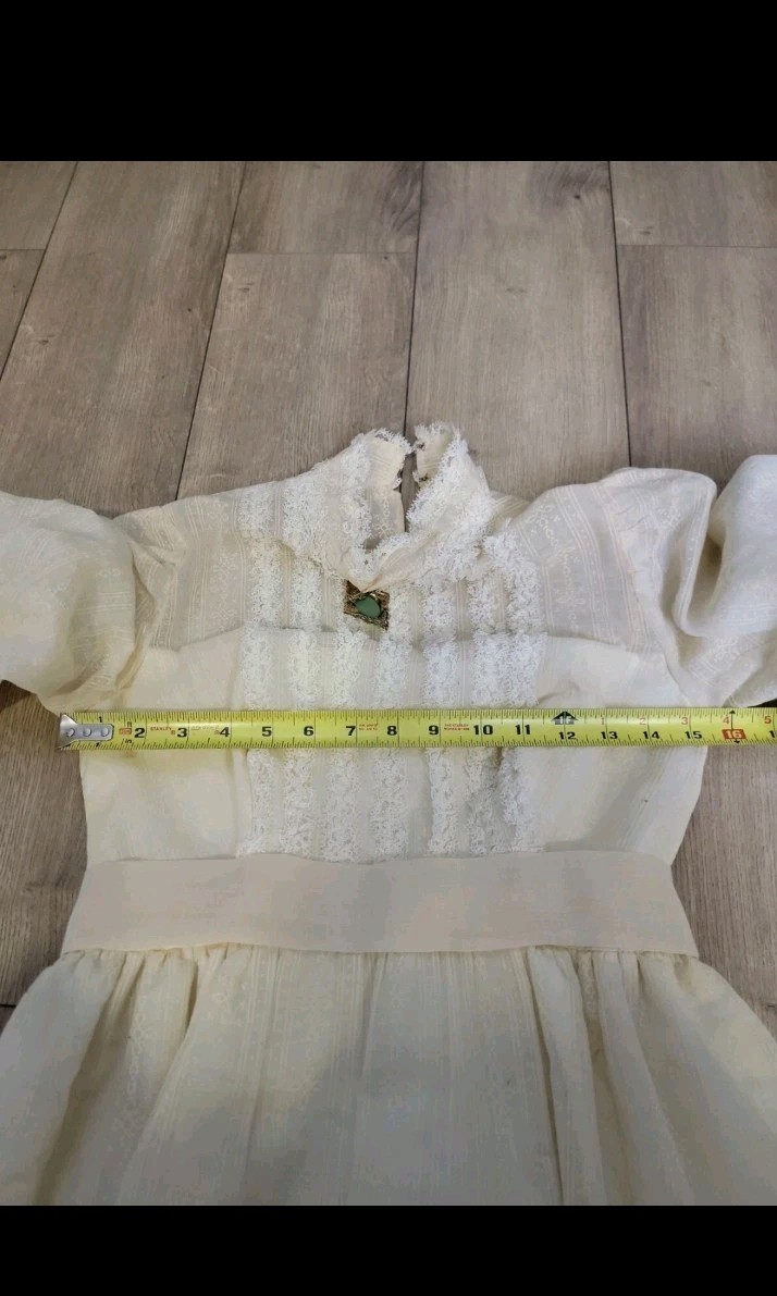 VTG Edwardian Revival Wedding Dress – High Neck Lace Long Sleeve Prairie Gown W6
