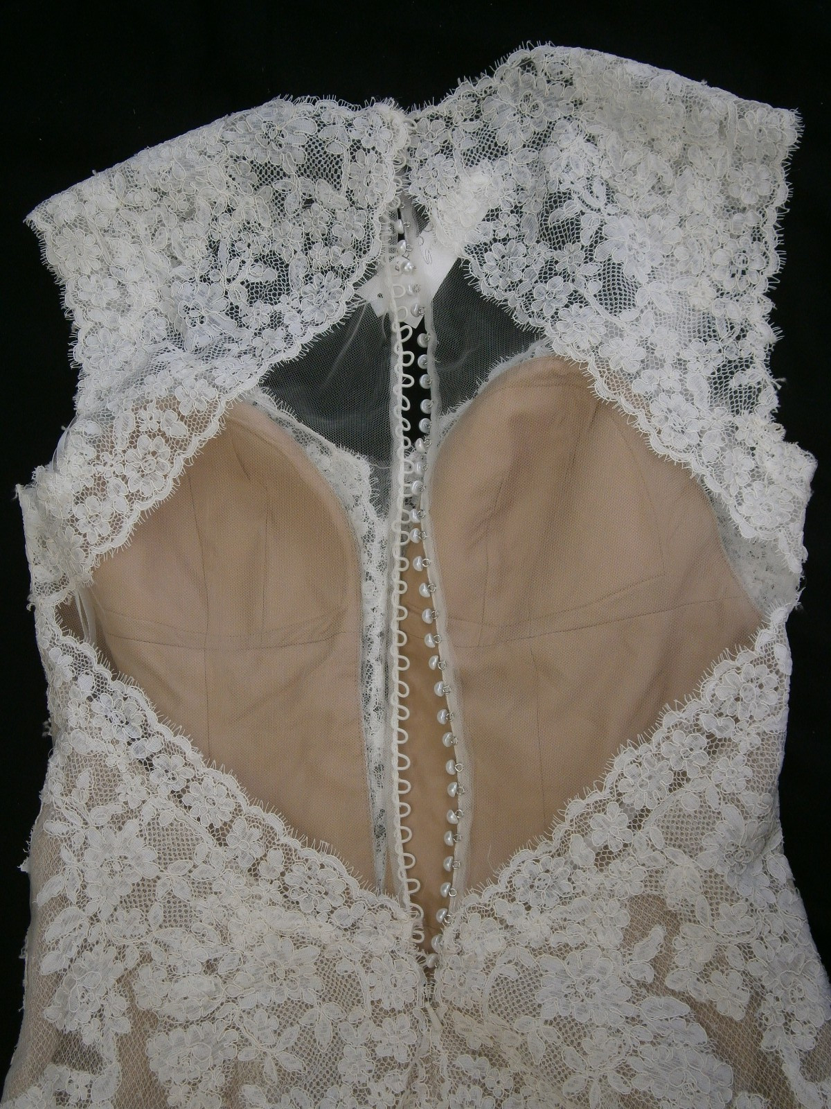 Watters Wtoo Telvanise 19101 Wedding Dress 10 Ivory Nude Lace Sheath Illusion
