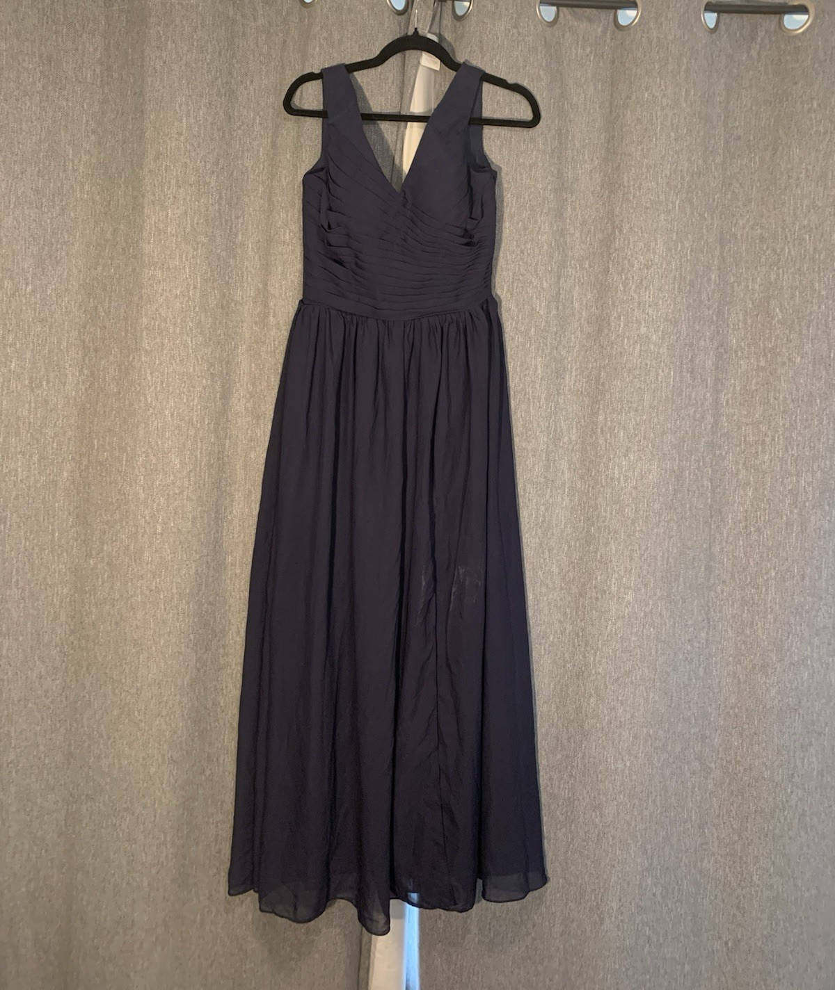 POMUYOO Blue Sleeveless V-Neck Pleated A-Line Chiffon Full-Length Dress 4