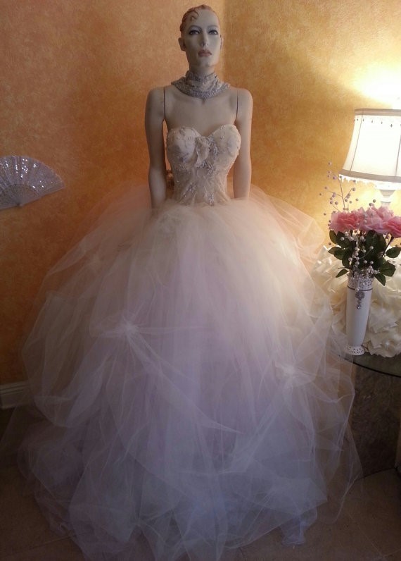 Rainbow Princess Pink Blue White Sequin Crystal Tulle Tutu Bridal Ballgown
