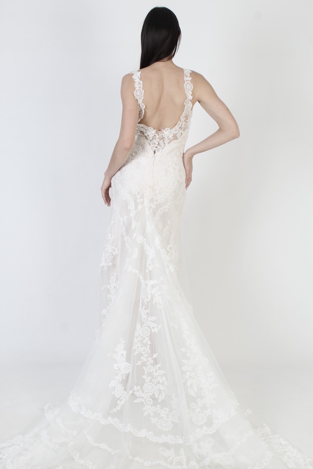 Martina Liana Wedding Dress White Lace Designer Bridal Train Asymmetrical 8