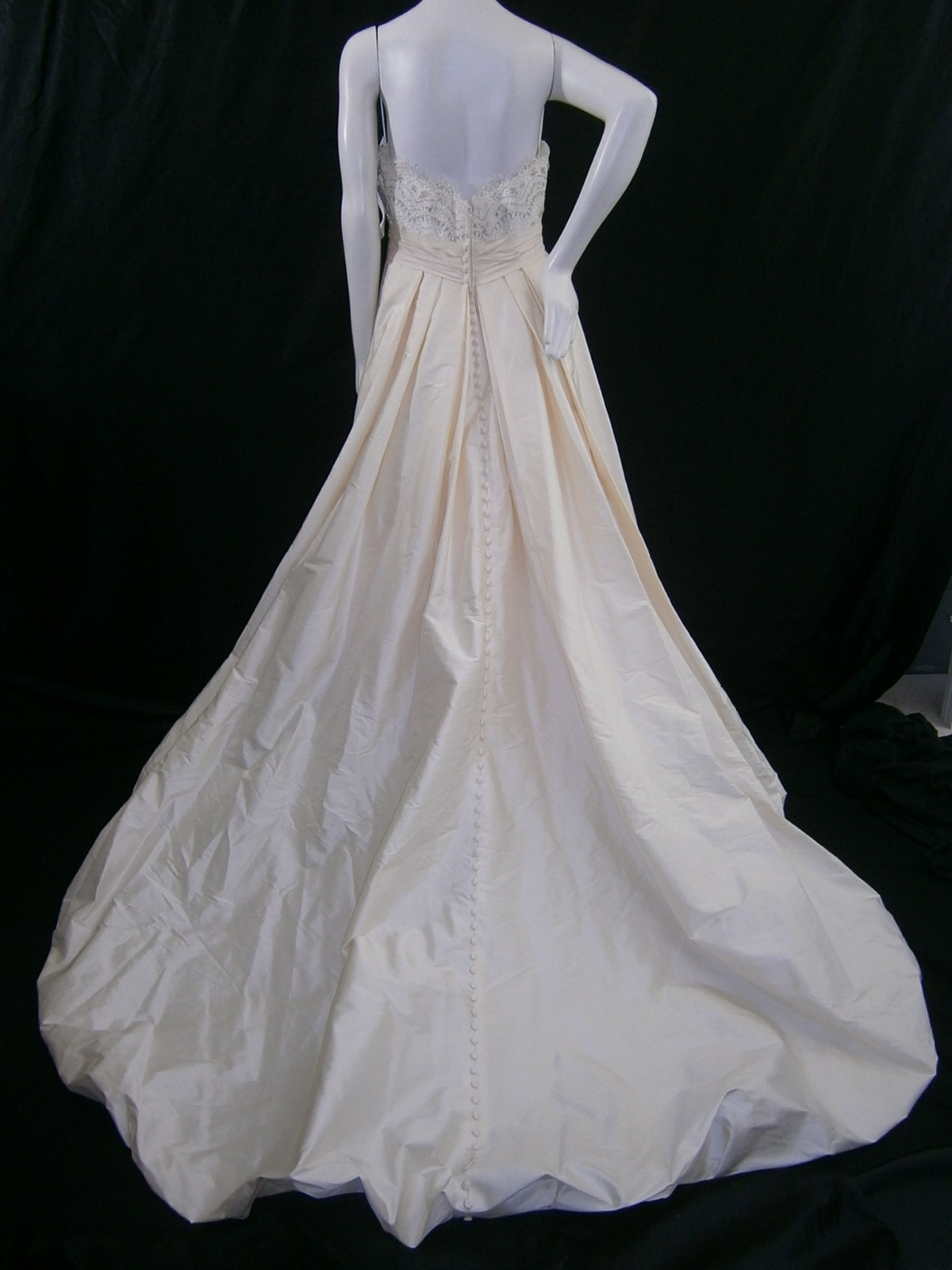 M V Couture Wedding Dress 10 Champagne Ivory Silk Mikado Lace Strapless NEW
