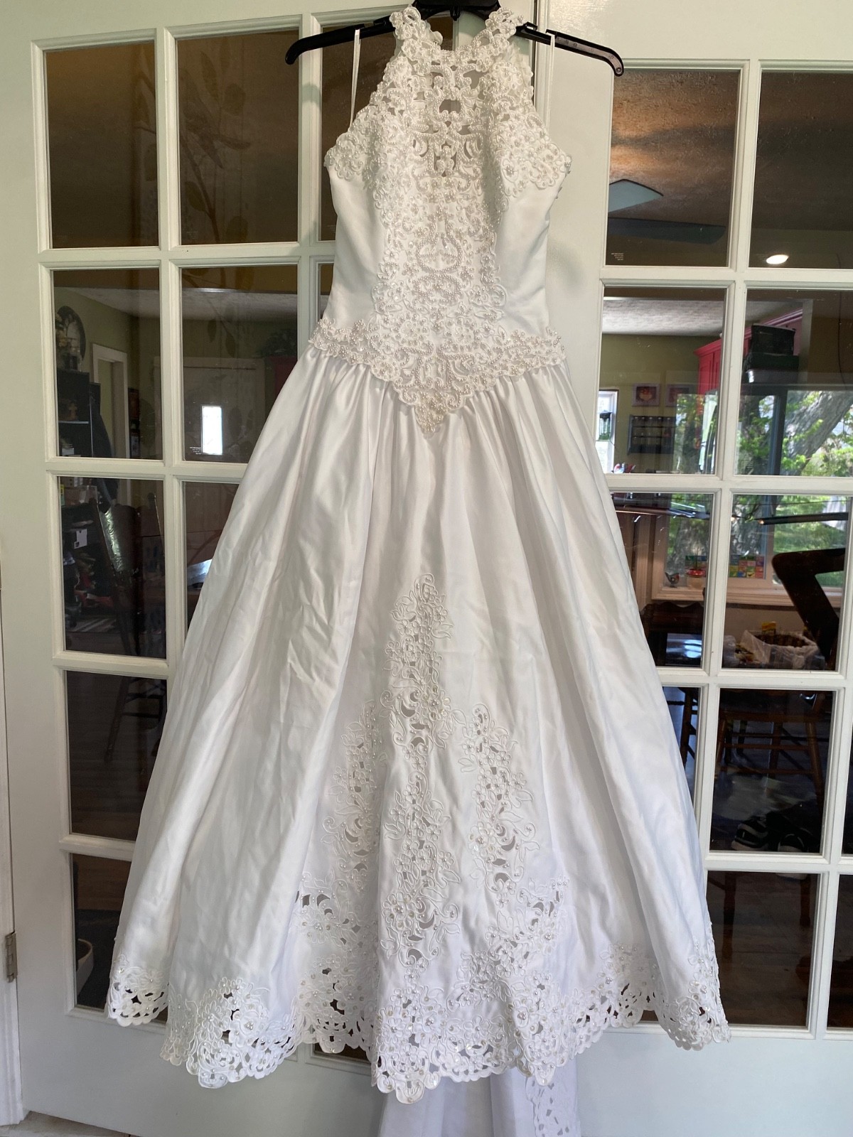 Wedding Dress Sweetheart Gowns Sz o6 White Beaded Sequins Detachable Train BOW!