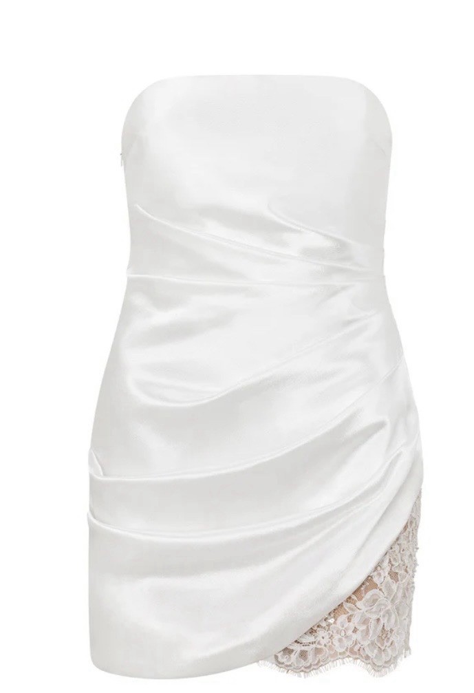 BRAND NEW NEVER WORN Grace Loves Lace Satin Mini Wedding Dress – Medium