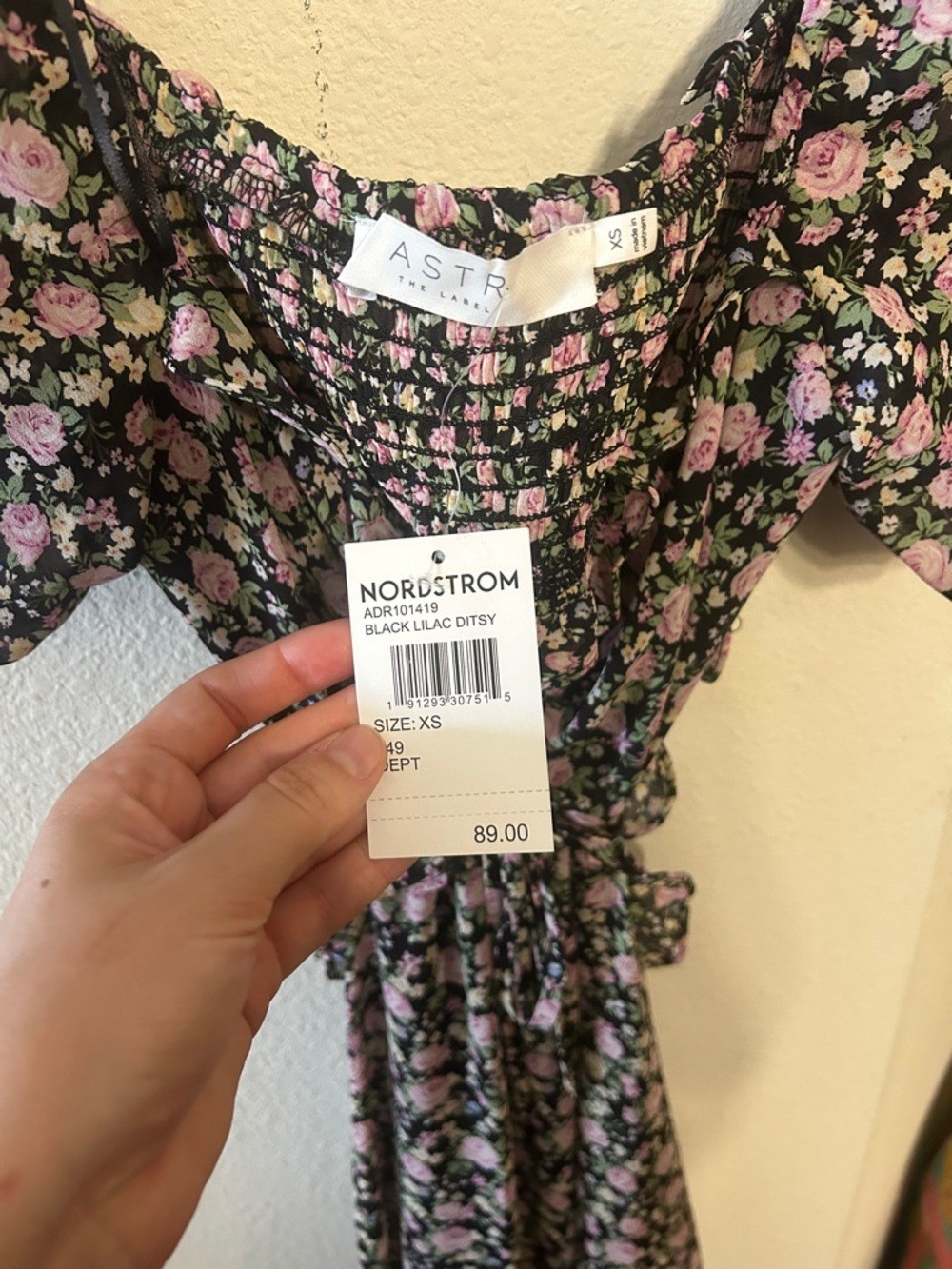 Astr Floral Cutout Midi Dress in Black and Pink