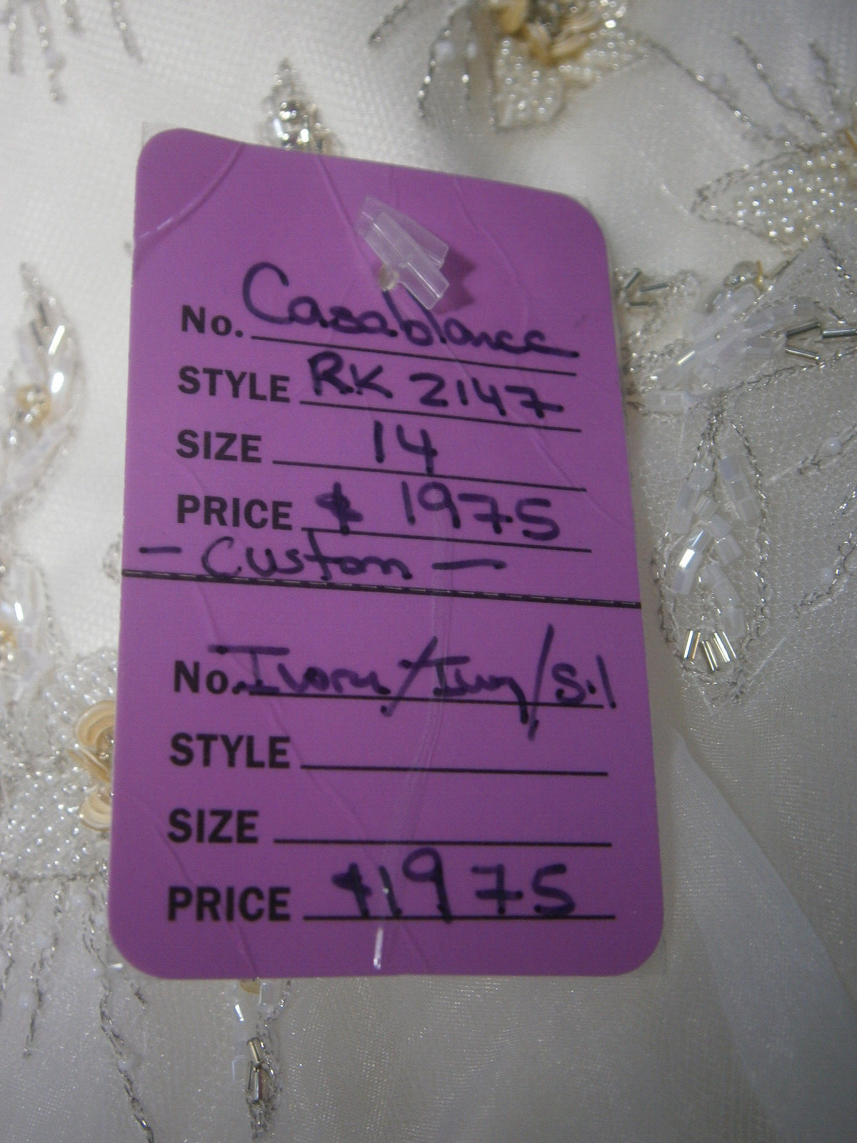 Casablanca Custom 2147 Ivory Wedding Dress 14 Tulle Ballgown Cap Sleeve V Back