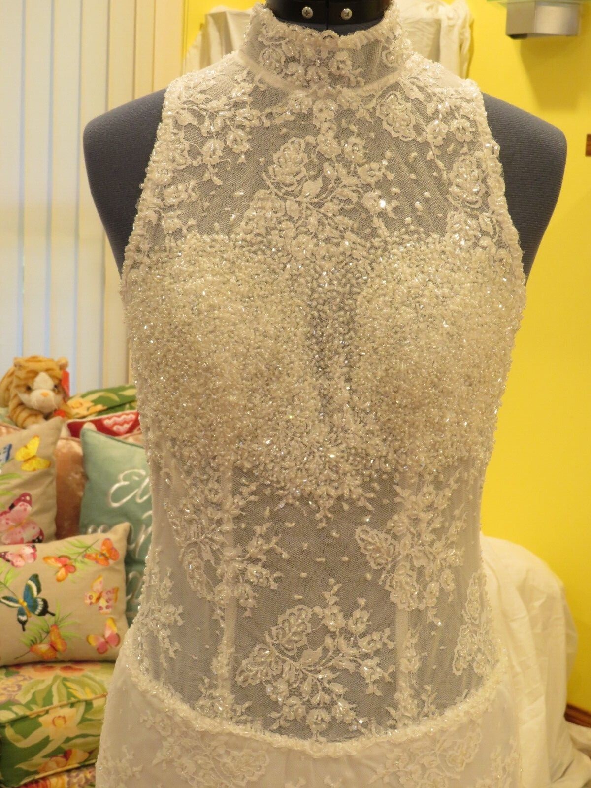 NEW Bridal Vintage Wedding Dress LACE Gown Train BEACH SPARKLE ROMANTIC FREE SHI