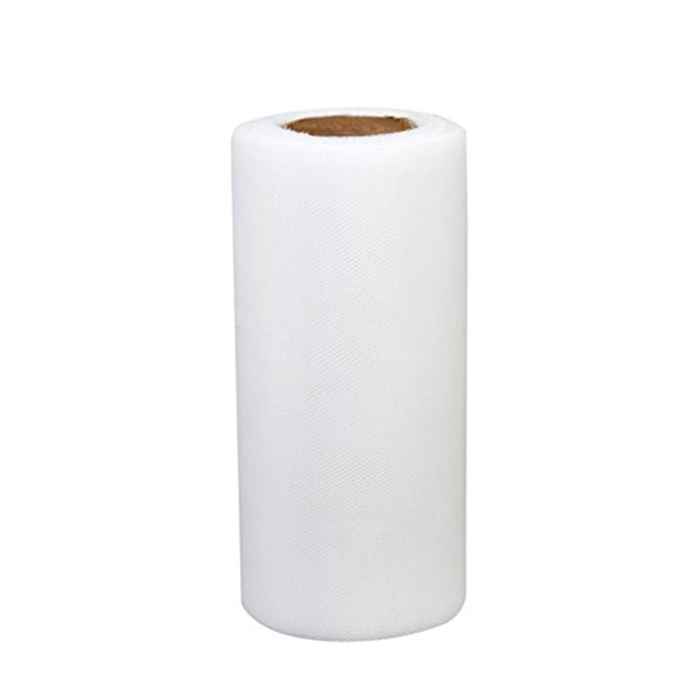 Polyester White Tulle Roll 22 Meters Length 15 cm Width for Wedding Decor